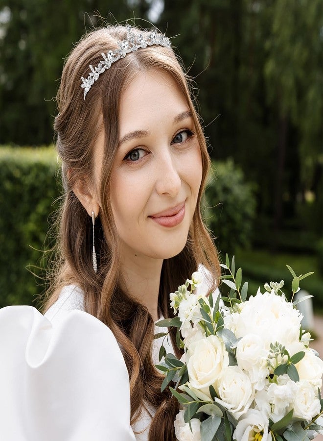 CUBACO Silver Tiaras Crowns for Women Girls Rhinestone Wedding Tiara Crown for Bride Crystal Princess Crowns for Birthday Pageant Prom Bridal Hair Accessories Small - Image 2